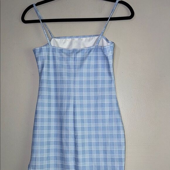 Blue Plaid Checkered Bodycon Dress - Picture 10 of 10